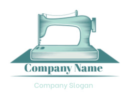 Illustration of a vintage sewing machine in blue tones.