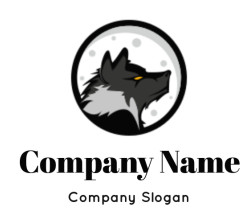 animal logo of side profile wolf face in circle