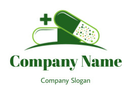 pharmacy logo icon of capsules with cross sign