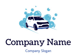 Illustration of a car surrounded by bubbles in a car wash.