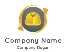 construction logo crane around construction hat