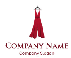 design an apparel logo long red dress on hanger