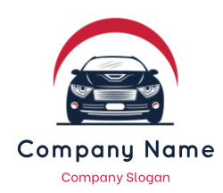 Car wash logo featuring a car with a red arc above it.