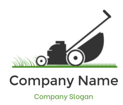 home improvement logo grass cutting lawn mower