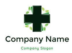 generate a medical logo plus sign with leaves