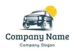 create a retro logo design SUV truck with sun