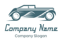 Silhouette of a retro car with a streamlined design.