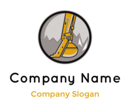 construction logo excavator in circle mountains