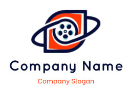 Abstract logo design featuring a film reel combined with an eye shape.