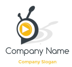 Snail-themed logo with a play button design.