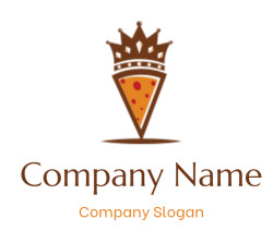 create a restaurant logo pizza slice with crown