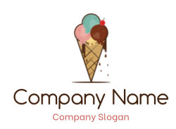 design a ice cream parlor logo cone with cherry - logodesign.net