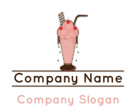 food logo icon ice cream with wafer and cherries