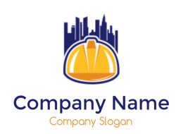 construction logo skyline on construction hat