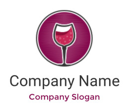 make a restaurant logo wine glass in circle