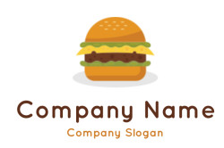 Illustration of a hamburger with cheese and beef patty in a sesame seed bun.