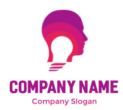 Advertising logo light bulb in human head