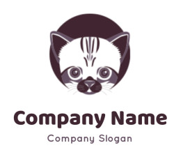 Stylized cartoon cat face illustration with exaggerated features.