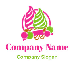 food logo icon ice cream cones and ribbon