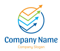 Three colorful arrows within a circular design indicating progress or growth.