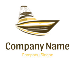 Stylized illustration of a motor yacht with a dynamic design