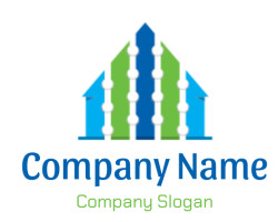 Abstract geometric design featuring colorful arrows and dots.