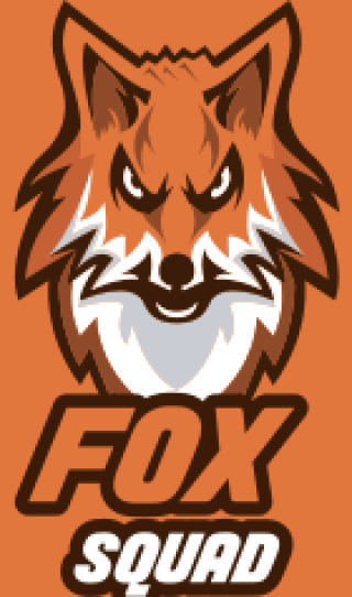 Illustrated Fox Squad logo featuring a fierce orange fox head.