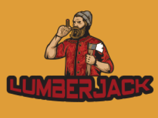 Illustration of a bearded lumberjack holding an axe and cigar, with bold text 'Lumberjack' below.