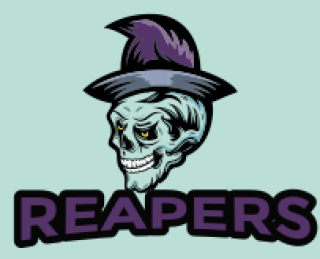 Reapers logo featuring a grim reaper skull with a purple hat.