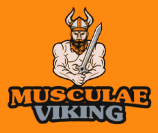 Logo of Musculae Viking featuring a muscular Viking warrior with a horned helmet and sword.