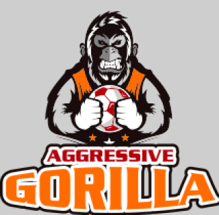 Aggressive gorilla holding a soccer ball logo design.