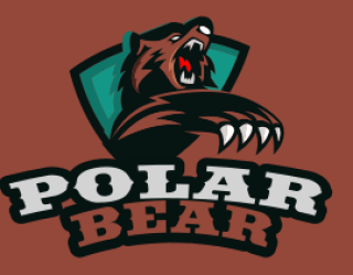 Polar Bear sports logo featuring an aggressive bear with claws on a brown background.