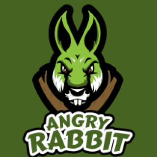 Angry Rabbit green gaming logo featuring a fierce rabbit
