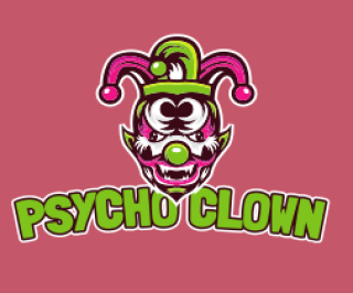 Psycho Clown logo featuring a colorful clown face with a jester hat and bold typography.