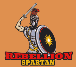 Illustration of a Spartan warrior with a raised sword and shield labeled 'Rebellion Spartan'.