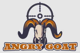 Angry Goat logo featuring a goat head with prominent horns and a crosshair design.