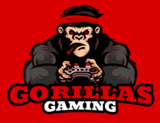 Gorillas Gaming logo featuring a gorilla with a cigar and red headband holding a video game controller.
