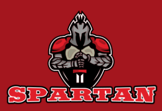 Logo of a Spartan warrior with helmet and armor on a red background, featuring the word 'SPARTAN' in bold letters.