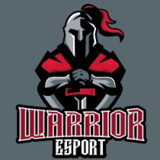 Warrior Esport logo featuring a stylized knight in armor with a red and black color scheme.