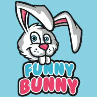 Cartoon image of a white bunny with the text 'Funny Bunny' below.