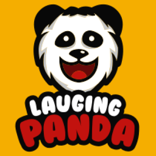 Laughing Panda logo featuring a cartoon panda with text on a yellow background.