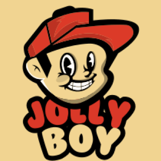 Illustrated Jolly Boy logo featuring a smiling cartoon character with a red cap.