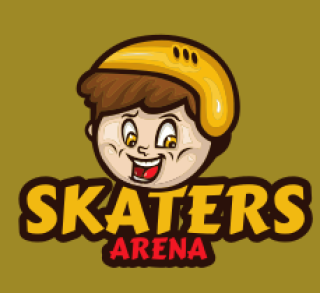 Skaters Arena logo featuring a cartoon boy wearing a helmet and smiling.
