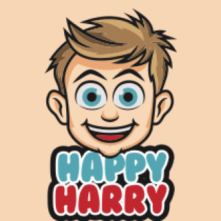 Cartoon character named Happy Harry with a smiling face