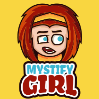 Illustration of a cartoon character named Mystify Girl with red hair and an expressive face.