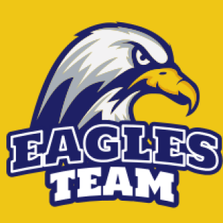 Eagles team logo featuring an eagle illustration on a yellow background.