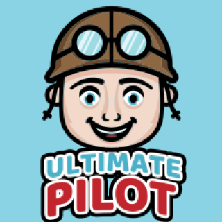 Cartoon logo of a smiling pilot wearing goggles with the text 'Ultimate Pilot'.