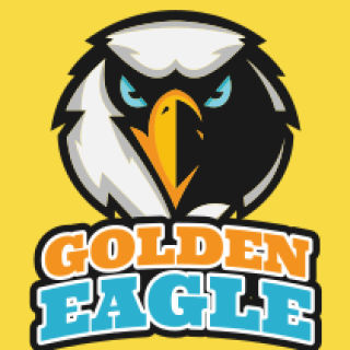 Illustrated logo of a stylized eagle head labeled 'Golden Eagle' with vibrant colors.