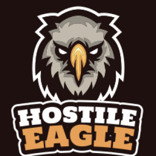 Logo featuring an aggressive eagle with the text 'Hostile Eagle' on a black background.