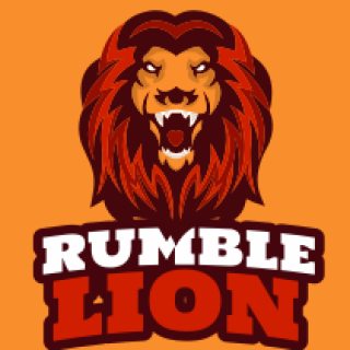 Rumble Lion logo featuring a fierce lion head against an orange background.